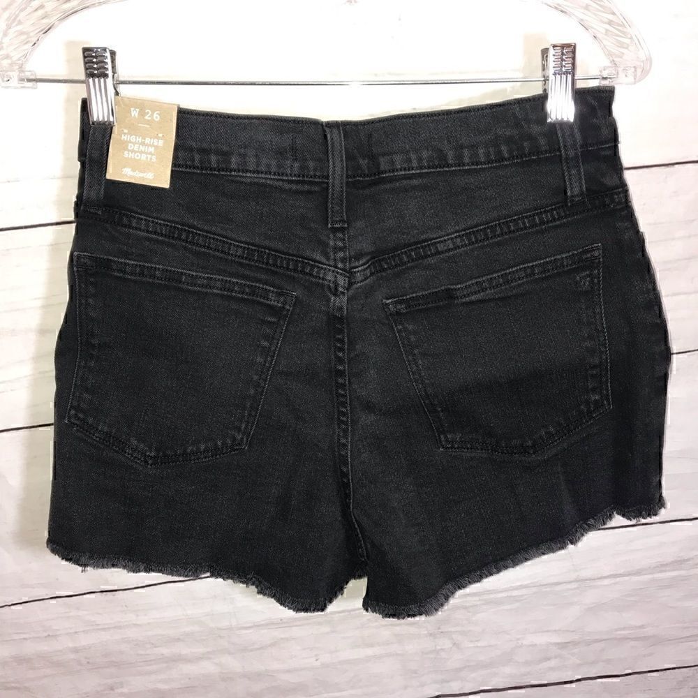 NEW Madewell High-Rise Denim Shorts in Black Frost: Button-Front Edition Size 26 - Picture 6 of 12